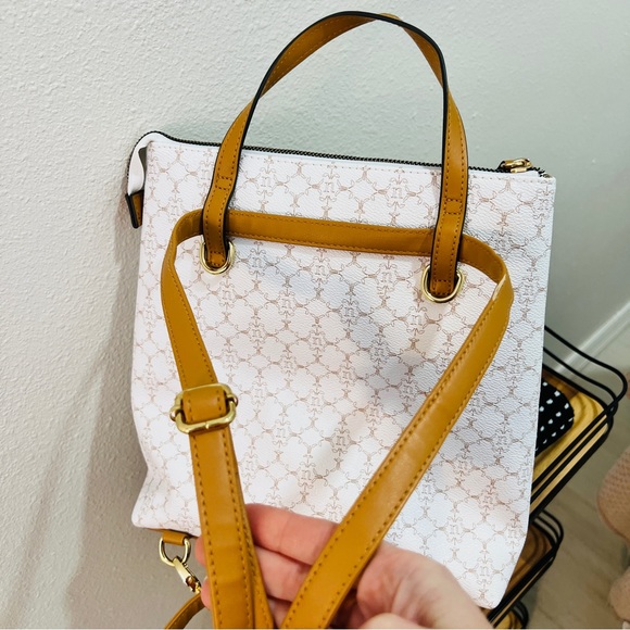 Nanette Lepore White and Tan Logo Backpack Purse main image 4